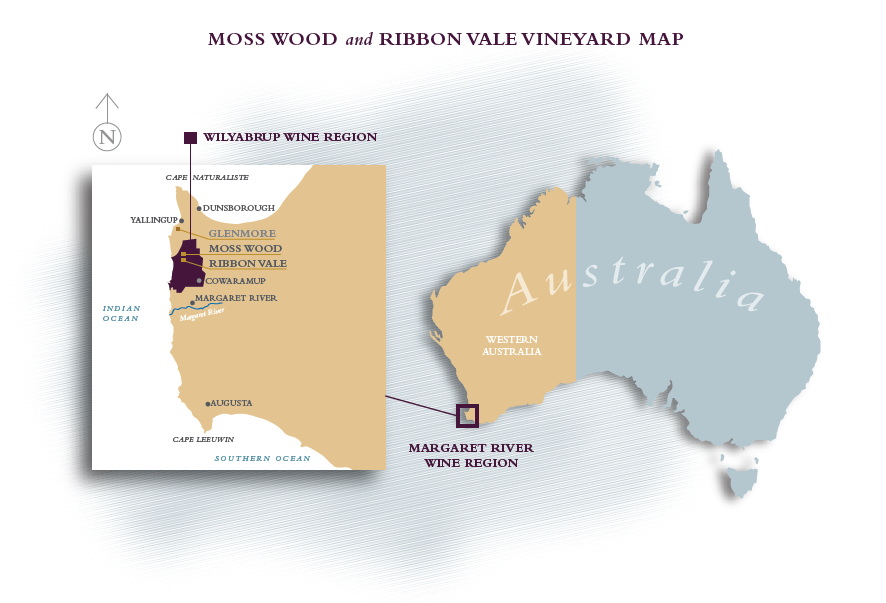 Moss Wood and Ribbonvale vineyard map